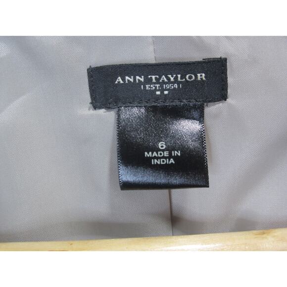 Ann Taylor Blazer Size 6 Small Linen Blend Gray Tweed Lightweight Career Jacket - Picture 3 of 12